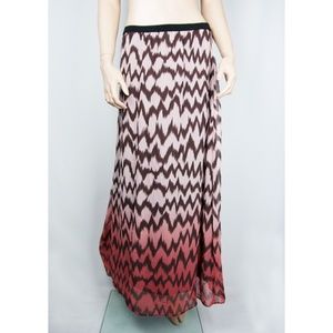 Skirt Maxi Full Length Liner Striped Elastic Stret